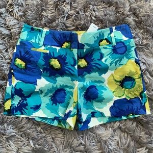 Loft Marisa Floral Shorts NWT New Sz 0 Blue Teal Green 🌷💐🌺